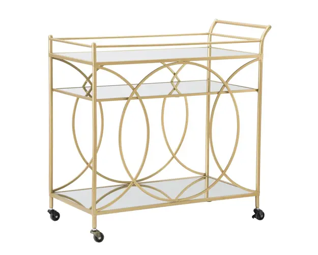 Carucior pentru servire Infinity, Mauro Ferretti, 80x40x80 cm, fier, auriu