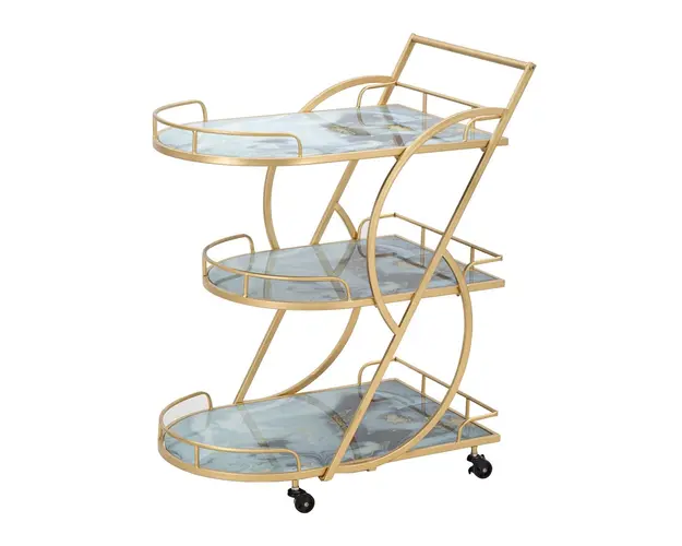 Carucior pentru servire Marble Glass, Mauro Ferretti, 71x45.5x84.5 cm, fier, auriu