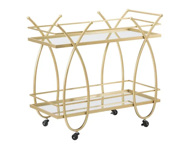 Carucior pentru servire Ribbon, Mauro Ferretti, 80x40x75 cm, fier, auriu