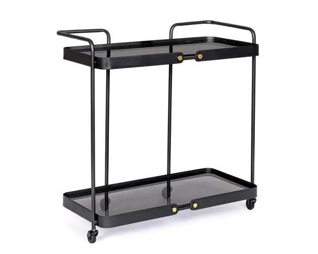 Carucior servire Zeina, Bizzotto, 69 x 34 x 69 cm, otel/sticla temperata