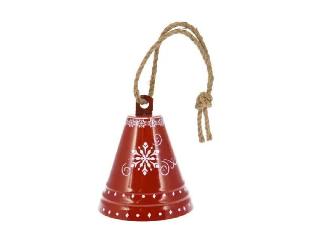 Clopotel decorativ Snowflake v3, Excellent Houseware, 19x23 cm, fier/iuta, rosu