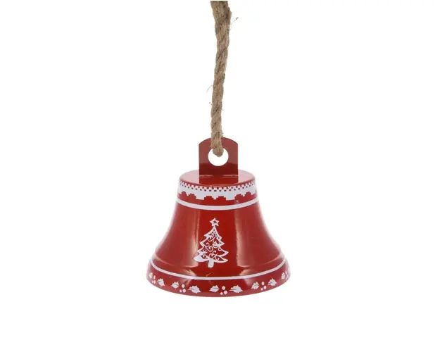 Clopotel decorativ Xmas Tree v1, Excellent Houseware, 17x17 cm, fier/iuta, rosu