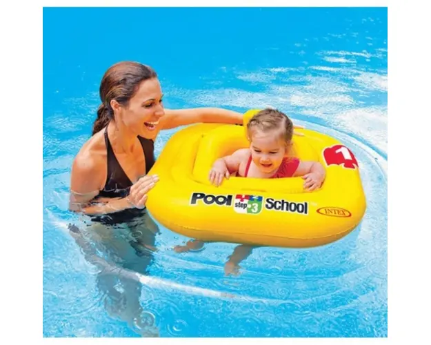 Colac gonflabil pentru copii, 12 luni+, Intex, 79x79 cm, polivinil, galben