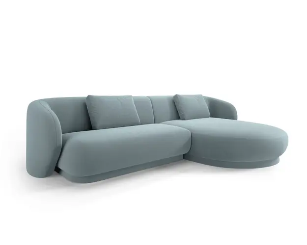 Coltar dreapta 4 locuri, Camden, Cosmopolitan Design, 289x177x72 cm, catifea, albastru deschis