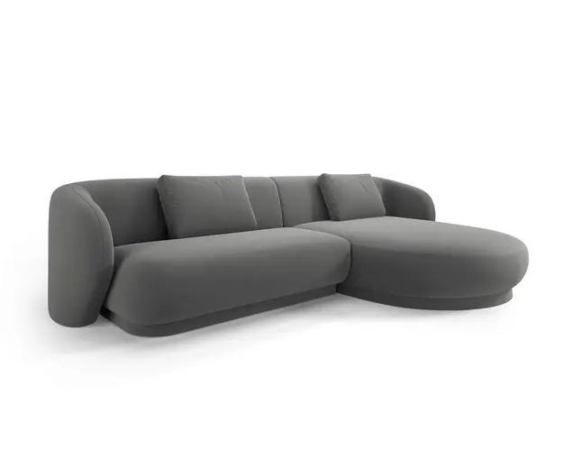 Coltar dreapta 4 locuri, Camden, Cosmopolitan Design, 289x177x72 cm, catifea, gri ciment