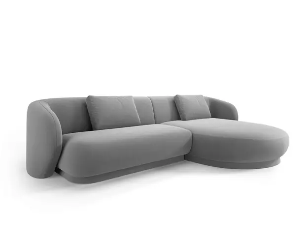 Coltar dreapta 4 locuri, Camden, Cosmopolitan Design, 289x177x72 cm, catifea, gri deschis