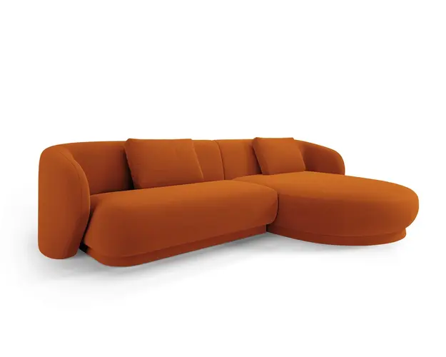 Coltar dreapta 4 locuri, Camden, Cosmopolitan Design, 289x177x72 cm, catifea, teracota