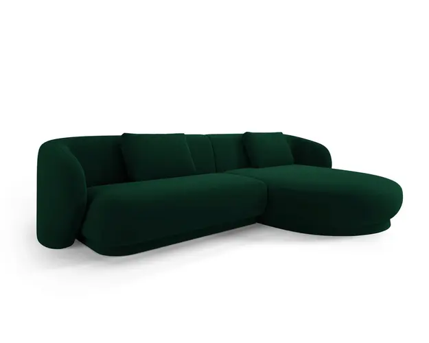 Coltar dreapta 4 locuri, Camden, Cosmopolitan Design, 289x177x72 cm, catifea, verde bottle