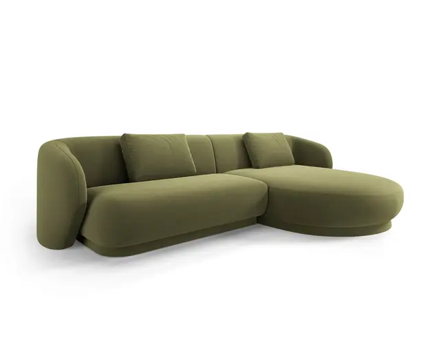 Coltar dreapta 4 locuri, Camden, Cosmopolitan Design, 289x177x72 cm, catifea, verde deschis