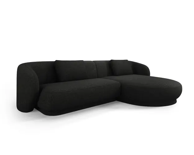 Coltar dreapta 4 locuri, Camden, Cosmopolitan Design, 289x177x72 cm, tesatura chenille, negru