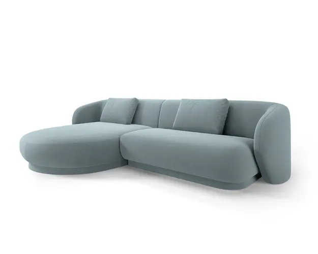 Coltar stanga 4 locuri, Camden, Cosmopolitan Design, 289x177x72 cm, catifea, albastru deschis