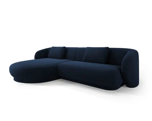 Coltar stanga 4 locuri, Camden, Cosmopolitan Design, 289x177x72 cm, catifea, albastru royal