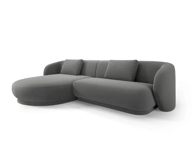 Coltar stanga 4 locuri, Camden, Cosmopolitan Design, 289x177x72 cm, catifea, gri ciment