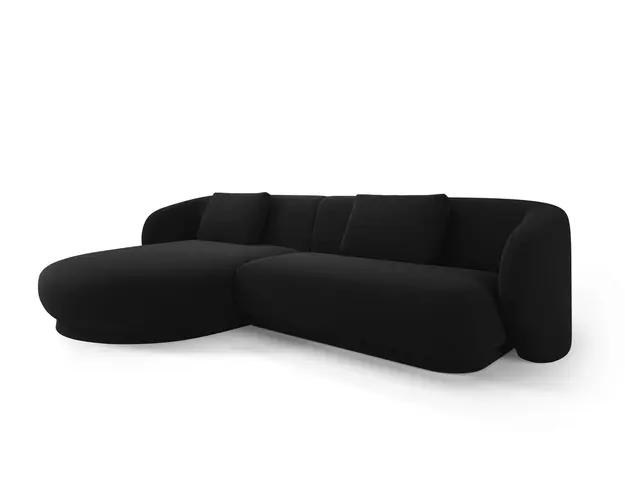 Coltar stanga 4 locuri, Camden, Cosmopolitan Design, 289x177x72 cm, catifea, negru
