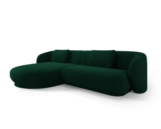 Coltar stanga 4 locuri, Camden, Cosmopolitan Design, 289x177x72 cm, catifea, verde bottle