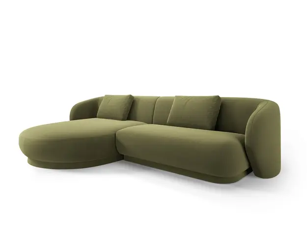 Coltar stanga 4 locuri, Camden, Cosmopolitan Design, 289x177x72 cm, catifea, verde deschis