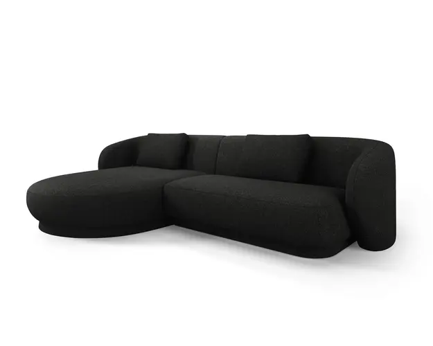 Coltar stanga 4 locuri, Camden, Cosmopolitan Design, 289x177x72 cm, tesatura chenille, negru