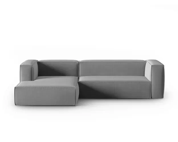 Coltar stanga 4 locuri, Mackay, Cosmopolitan Design, 282x166x73 cm, catifea, gri deschis