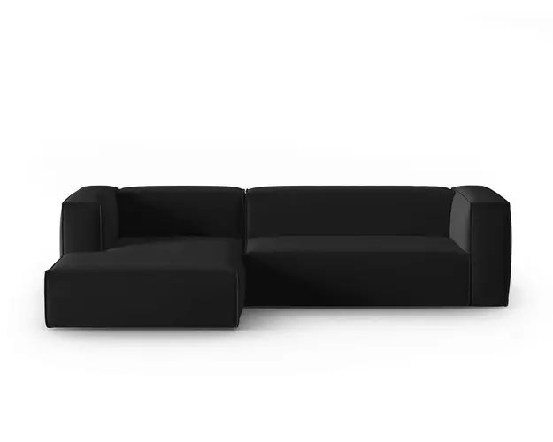 Coltar stanga 4 locuri, Mackay, Cosmopolitan Design, 282x166x73 cm, catifea, negru