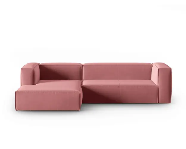 Coltar stanga 4 locuri, Mackay, Cosmopolitan Design, 282x166x73 cm, catifea, roz somon