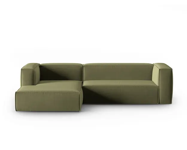 Coltar stanga 4 locuri, Mackay, Cosmopolitan Design, 282x166x73 cm, catifea, verde deschis