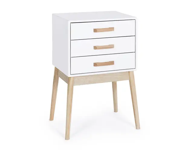 Comoda Ordinary, Bizzotto, 43 x 30 x 68 cm, lemn de pin, alb