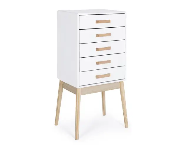 Comoda Ordinary, Bizzotto, 43 x 30 x 88 cm, lemn de pin, alb