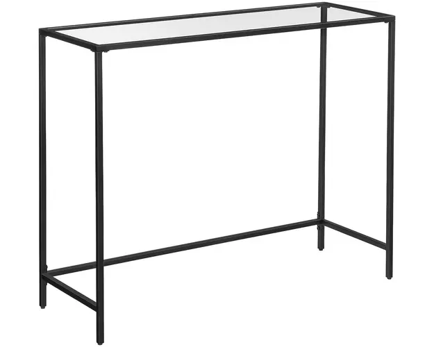 Consola Minimalist, Vasagle, 100 x 35 x 80 cm, otel/sticla temperata, negru
