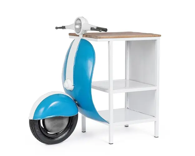 Consola Vespa, Bizzotto, 104 x 94 x 65 cm, lemn de mango/otel, handmade, albastru