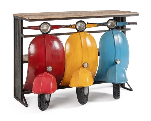 Consola Vespa, Bizzotto, 143.5 x 50.8 x 100.3 cm, lemn de mango/otel, handmade, multicolor