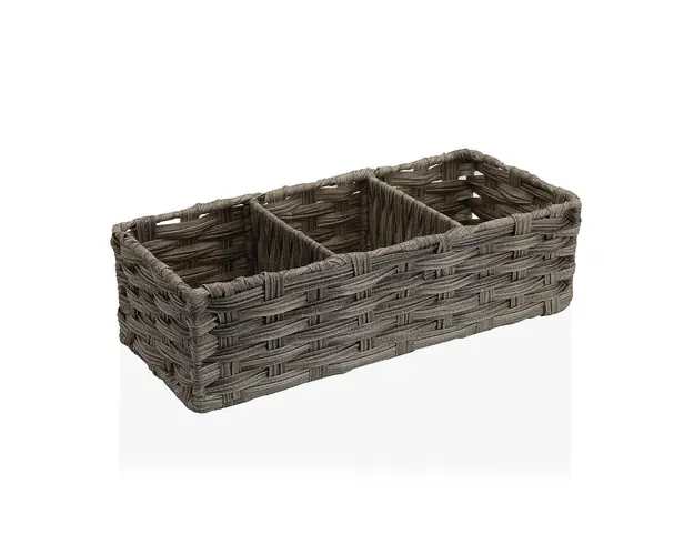 Cos de depozitare cu 3 compartimente Lara, Versa, 35.6 x 15.2 x 10.2 cm, polietilena, gri