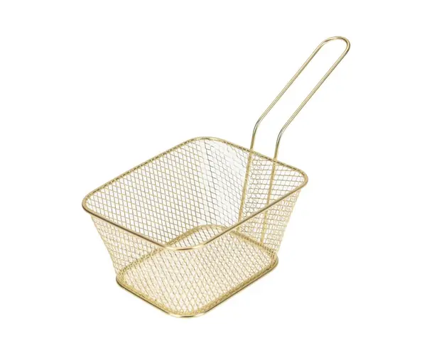 Cos servire cartofi prajiti, Excellent Houseware, 23x11x13.5 cm, otel cromat, auriu