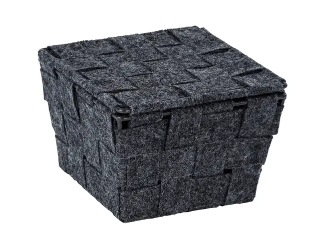Cos depozitare cu capac, Adria Feltro square, 14 x 9.4 x 14 cm, poliester, antracit