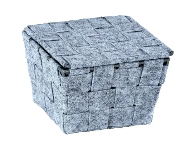 Cos depozitare cu capac, Adria Feltro square, 14 x 9.4 x 14 cm, poliester, gri