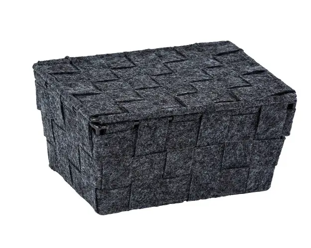 Cos depozitare cu capac, Wenko, Adria Feltro mini long, 19 x 9.4 x 14 cm, poliester, antracit