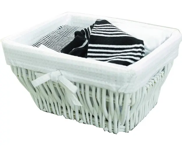 Cos pentru depozitare Toledo, Compactor, 14 x 18 x 23 cm, rachita, alb