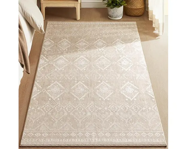 Covor antiderapant Vasagle Boho, 120x170 cm, lavabil la masina, poliester, cappuccino