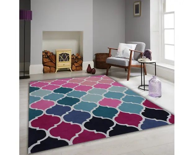 Covor Colors Bedora, 120x170 cm, 100% lana, multicolor, finisat manual