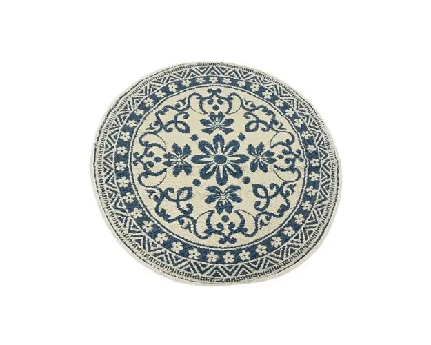 Covor de exterior Round Blue, Decoris, Ø150 cm, polipropilena, albastru