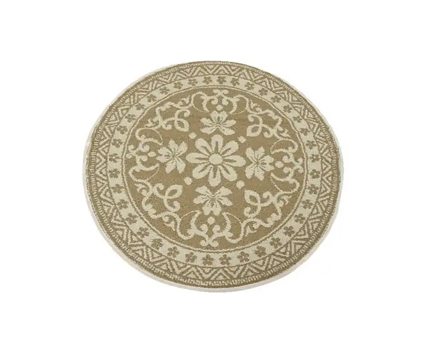 Covor de exterior Round Camel, Decoris, Ø150 cm, polipropilena, maro