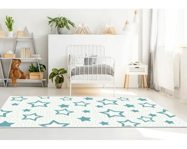 Covor, Kids-128, 120x180 cm, Poliamida, Crem / Albastru