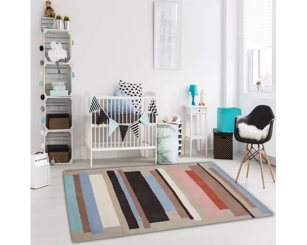 Covor Lines Bedora,160x230 cm, 100% lana, multicolor, finisat manual