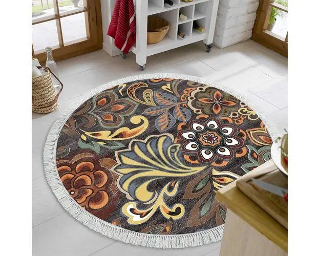 Covor, Mu177, 160x160 cm, Poliamida, Cafeniu