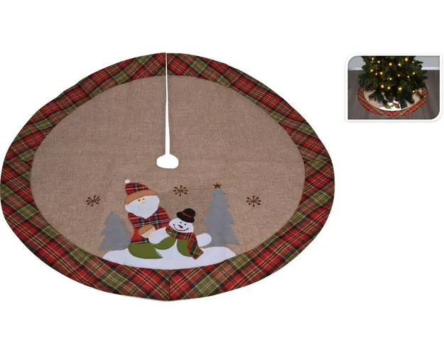 Covor pentru brad Xmas, Ø90 cm, iuta, multicolor