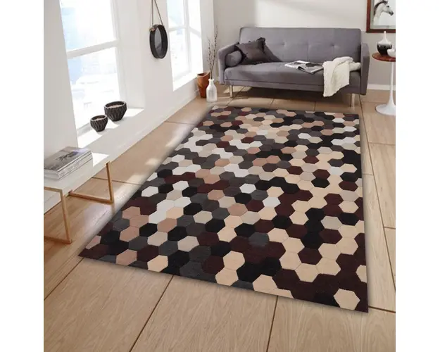 Covor Puzzle Bedora, 120x170 cm, 100% lana, multicolor, finisat manual