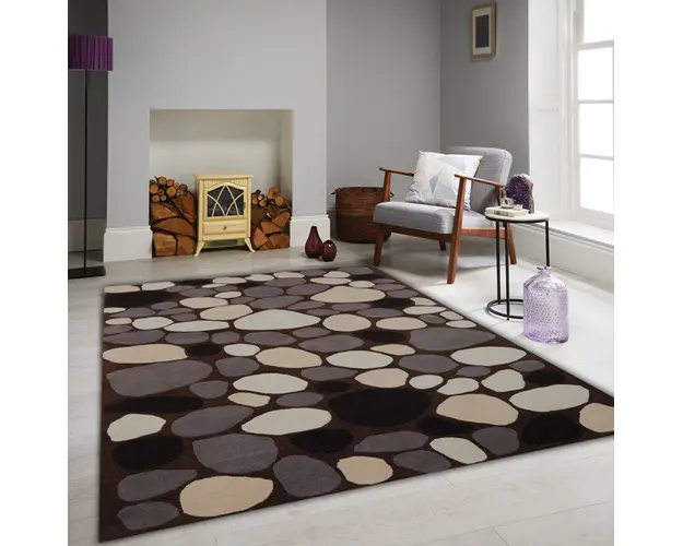 Covor Stone Bedora, 120x170 cm, 100% lana, multicolor, finisat manual