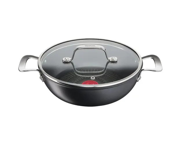 Cratita adanca cu capac, Tefal, Unlimited, 26 cm Ø, aluminiu/titan/sticla