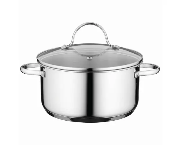 Cratita cu capac BergHOFF, Essentials Comfort, Ø 18 cm, 2.2 L, inox 18/10, capac din sticla