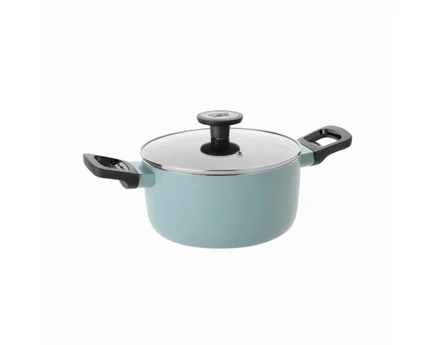 Cratita cu capac BergHOFF, Leo Slate, Ø20 cm, 2.9 L, aluminiu, invelis antiaderent, albastru