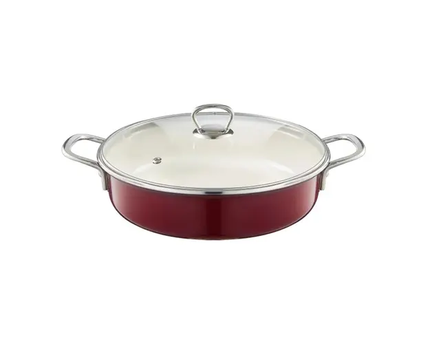 Cratita emailata cu capac Optimum, Emalia Olkusz, 28 cm, 3.5 L, visiniu